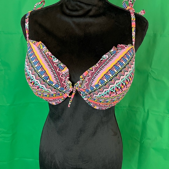 Stylable, multiple-colour (pink, black, blue, yellow, teal and white) Bikini Top - Picture 5 of 11